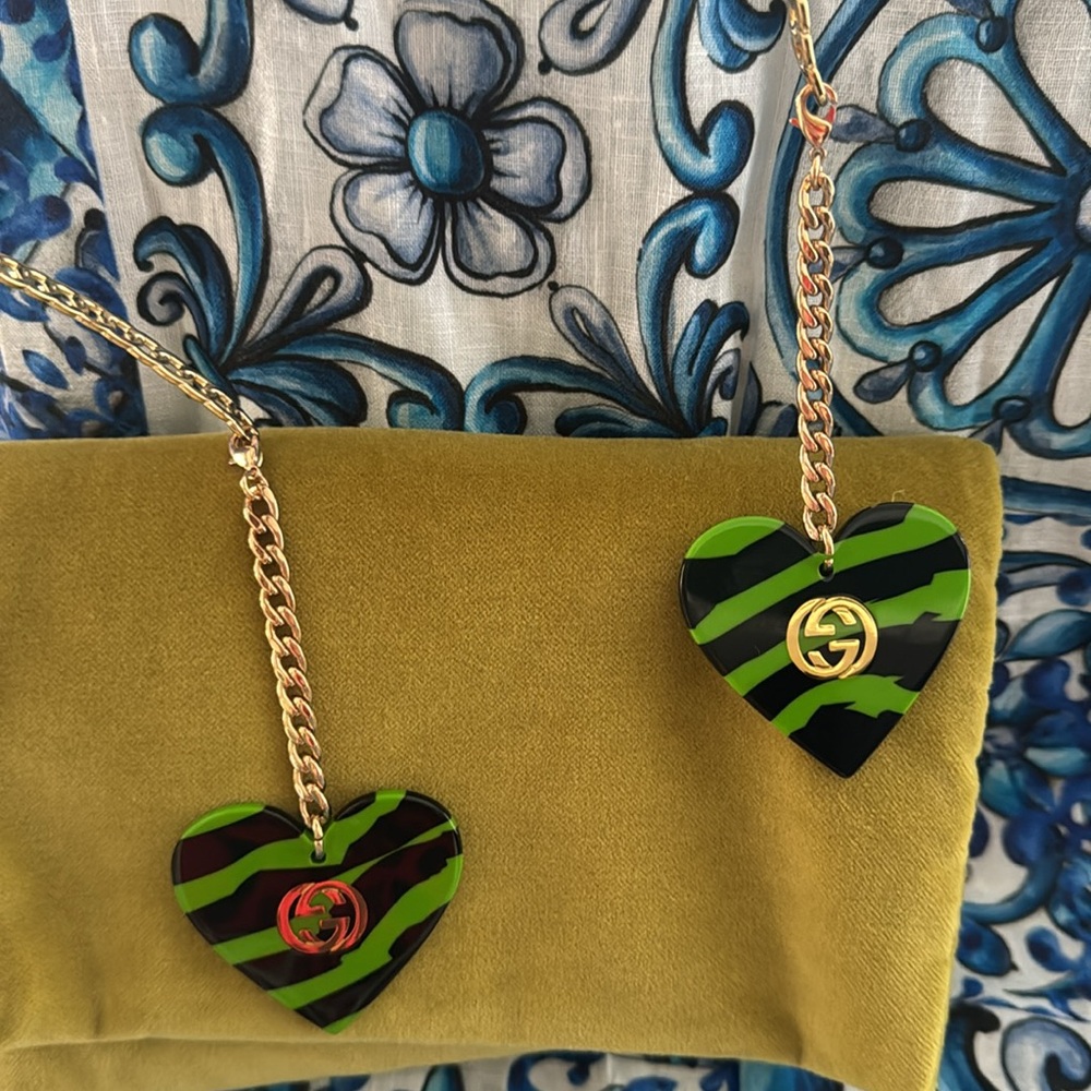 GUCCI Zebra-print cat-eye sunglasses and clips worn once GREEN & Black & Gold - Picture 10 of 10